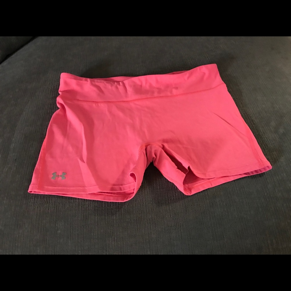 Coral pink spandex shorts